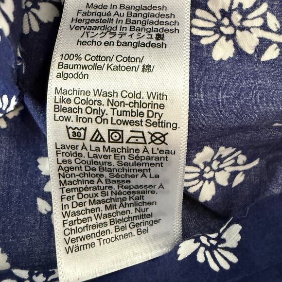 J.Crew Factory 100% Cotton Pajama Set Navy Floral Short Sleeve Button Down | M - Picture 6 of 12